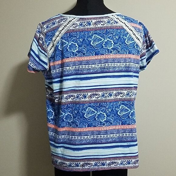 French Laundry Blue, White, & Orange Tee Shirt (1X) - Picture 2 of 3